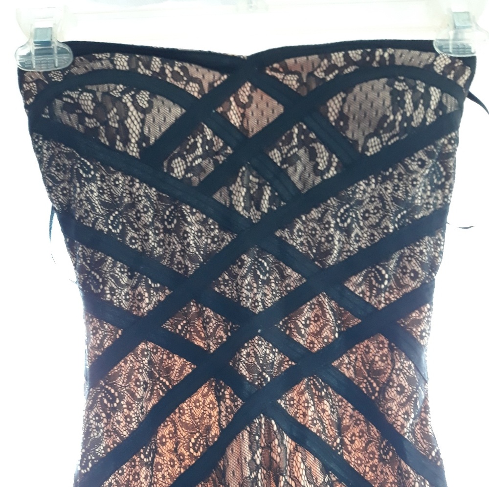 Hot! Black lace and pink mini dress